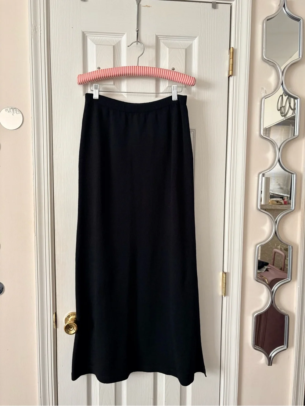 VTG Helen Hsu Black Knit Midi Skirt Size L - Picture 7 of 10